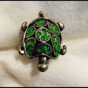 VintageTurtle Ring..Adjustable, Green..